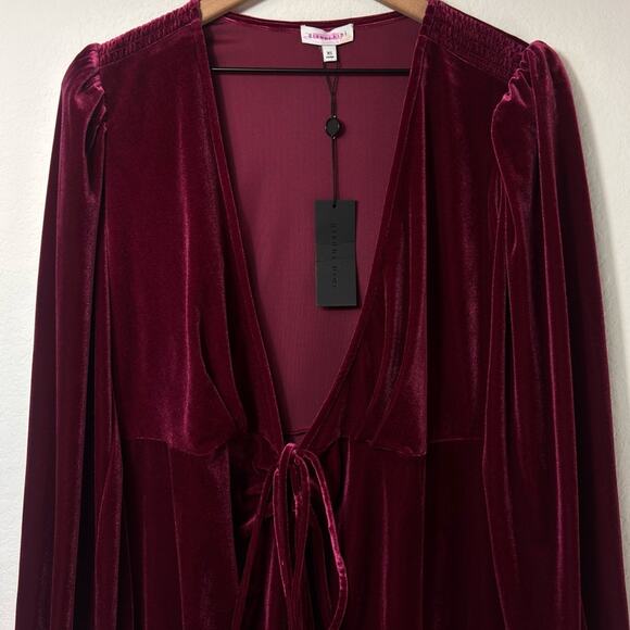 GIANNI BINI LIGHTON WRAP MERLOT WOMEN XS MINI DRESS BRAND NEW WITH TAGS - Picture 6 of 6